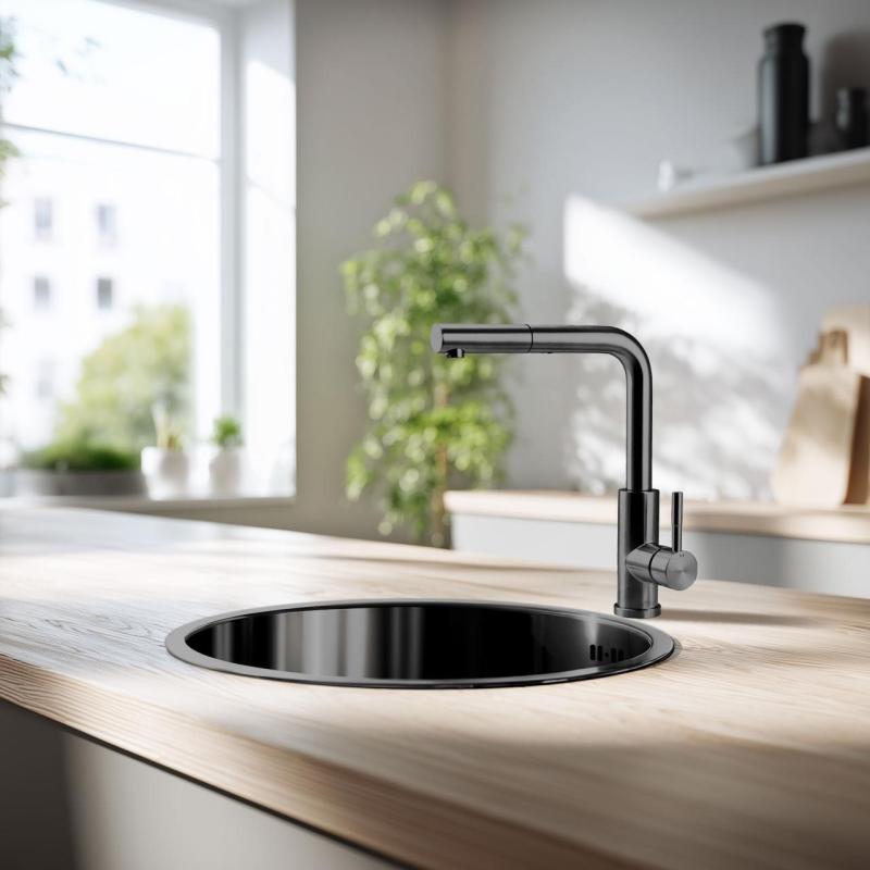 Pure.Sink Rondo Gun metal Chiuvetă rotundă pentru montaj la suprafață, sub suprafață și pe suprafață 38 cm PRN38-61