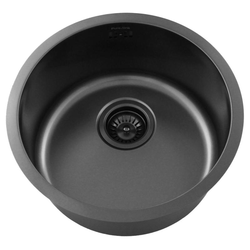 Pure.Sink Rondo Gun metal Chiuvetă rotundă pentru montaj la suprafață, sub suprafață și pe suprafață 38 cm PRN38-61
