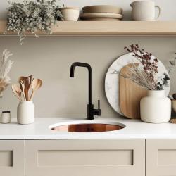 Pure.Sink Rondo Chiuvetă rotundă din cupru pentru montare încastrată, sub blat și pe blat, 37 cm RD375-Copper