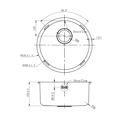 Pure.Sink Rondo Chiuvetă Rotundă de Cupru pentru montare la nivel, submontare și supramontare 38 cm PRN38-62
