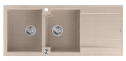 Construcție Quadri Luton cu chiuvetă dublă din granit pearl beige, cu zonă de scurgere, 116x50 cm, cu dop din oțel inoxidabil 1208971812