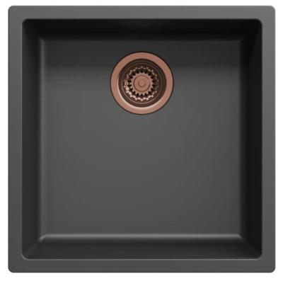 Chiuveta negru Ausmann Fibre 40x40cm de substructură, suprastructură și încorporată cu dop automat de cupru 1208971852
