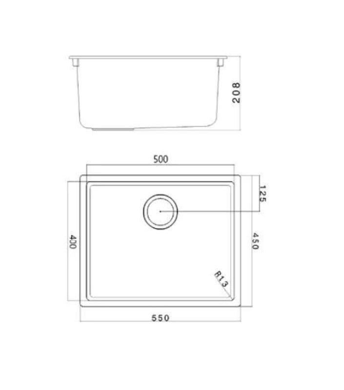 Chiuveta neagra Ausmann Fibre de 50x40cm pentru montaj sub blat, supra blat și la nivel cu blatul, cu dop automat auriu 1208971859