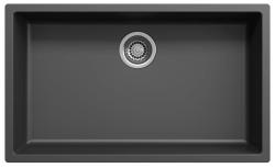Ausmann Fibre negru chiuvetă mare 70x40cm montare sub blat, suprafață și montare la nivel cu dop automat din oțel inoxidabil 1208971861