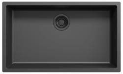 Chiuveta mare Ausmann Fibre neagră 70x40cm pentru montare sub blat, suprafață și montare la nivel cu dop automat negru 1208971862