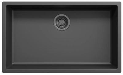 Ausmann Fibre negru chiuvetă mare 70x40cm pentru montare sub blat, pe blat și montare la nivel cu dop automat din metal gun 1208971865