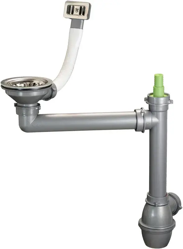 Set de evacuare Ausmann din oțel inoxidabil cu preaplin pătrat, inclusiv sifon pentru chiuvetă simplă 1208971877