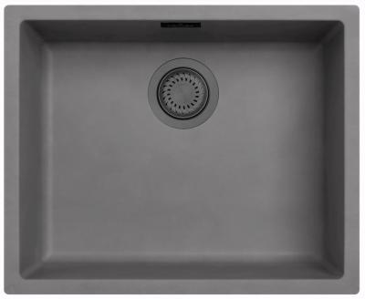 Ausmann Fibre chiuveta din beton gri, montare sub blat, suprablat și încorporată, cu dop metalic gun metal 50x40cm 1208971886
