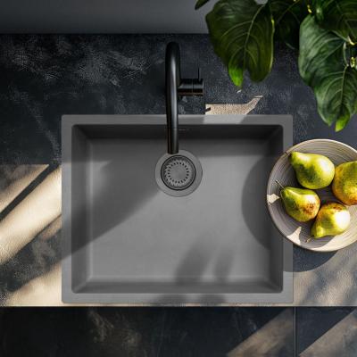 Ausmann Fibre chiuveta din beton gri, montare sub blat, suprablat și încorporată, cu dop metalic gun metal 50x40cm 1208971886