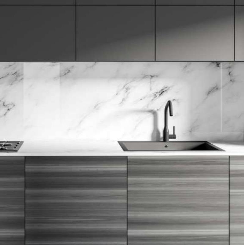 Chiuveta albă Ausmann Fibre 40x40cm pentru montare sub blat, suprapusă și încorporată, cu dop automat din oțel inoxidabil 1208971891