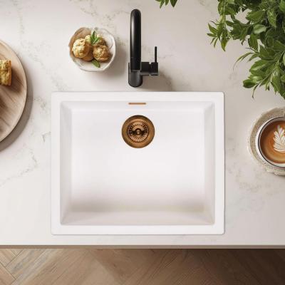 Chiuvetă albă Ausmann Fibre de 50x40cm pentru montare sub blat, pe blat și la nivel cu blatul, cu dop automat din cupru 1208971900