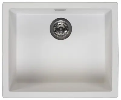 Chiuveta albă Ausmann Fibre de 50x40cm pentru montaj sub blat, pe blat și la nivel cu blatul, cu dop automat din metal de culoare arme 1208971902