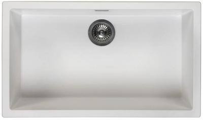Ausmann Fibre albă, chiuvetă mare 70x40cm pentru montare sub blat, suprafață și încorporabilă cu dop automat din inox 1208971904