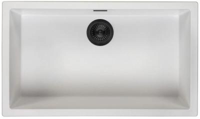 Ausmann Fibre albă, chiuvetă mare de 70x40cm pentru montare sub blat, suprafață și încastrabilă, cu dop automat negru 1208971905