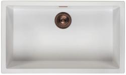 Ausmann Fibre albă, lavoar mare de 70x40cm pentru montare sub blat, suprafață și încastrat cu dop automat de cupru 1208971906