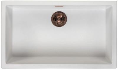 Ausmann Fibre albă, lavoar mare de 70x40cm pentru montare sub blat, suprafață și încastrat cu dop automat de cupru 1208971906