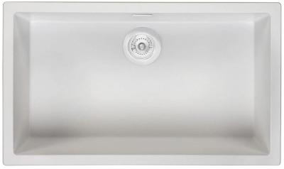 Ausmann Fibra albă cu chiuvetă mare 70x40cm pentru montare sub blat, suprafață și înglobare cu dop automat alb 1208971909