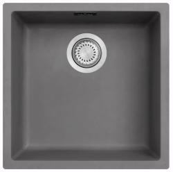 Chiuveta din beton cu fibra Ausmann, gri, 40x40cm, pentru montare sub blat, suprapusă și încadrată, cu dop automat din inox 1208971910