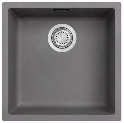 Chiuveta din beton cu fibra Ausmann, gri, 40x40cm, pentru montare sub blat, suprapusă și încadrată, cu dop automat din inox 1208971910