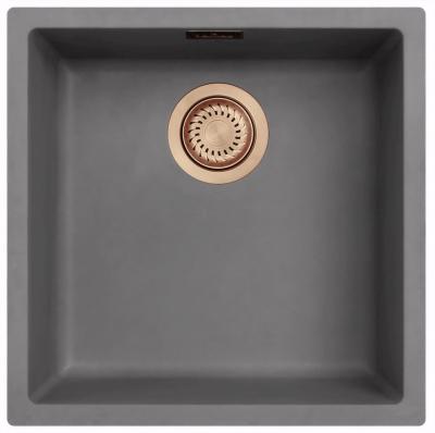 Chiuveta din beton cu fibre Ausmann, gri, 40x40cm, pentru montaj sub blat, suprafață și încastrat, cu dop automat de cupru 1208971912