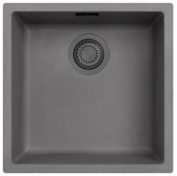 Chiuveta din beton gri Ausmann Fibre 40x40cm pentru montare sub blat, suprapusă și încorporată cu dop automat din metal gun 1208971914