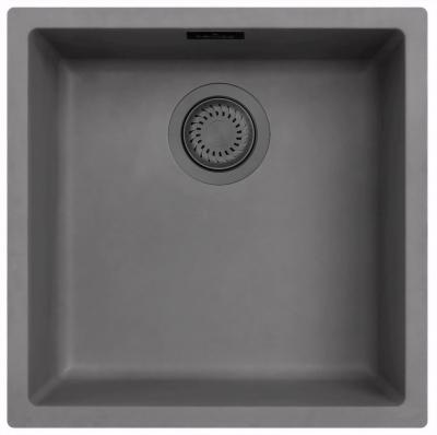 Chiuveta din beton gri Ausmann Fibre 40x40cm pentru montare sub blat, suprapusă și încorporată cu dop automat din metal gun 1208971914