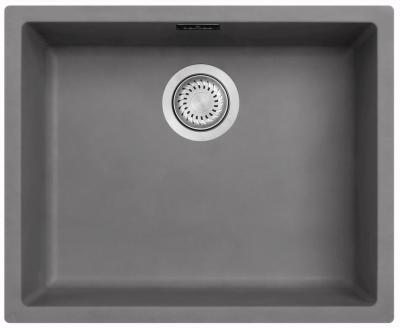 Ausmann Fibre chiuvetă din beton gri 50x40cm de submontaj, supramontaj și încorporare plană cu dop automat din inox 1208971915