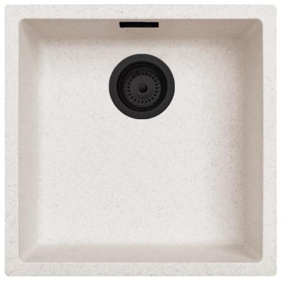 Ausmann Fibre chiuveta de nisip albă 40x40cm de montat sub blat, de suprafață și încorporată cu dop automat negru 1208971926