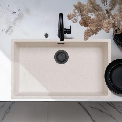 Ausmann Fibre nisip alb chiuveta mare 70x40cm submontare, supramontare și încorporare cu dop automat negru 1208971936