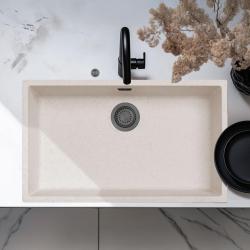 Ausmann Fibre nisip alb chiuveta mare 70x40cm submontaj, montaj de suprafață și montaj la nivel cu plug automat din metal de armă 1208971939