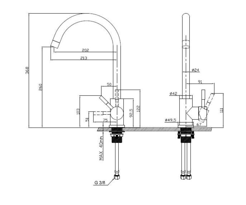 Baterie de bucătărie Pure.Sink Elite Steel Stream din oțel PVD cupru PS8044-62