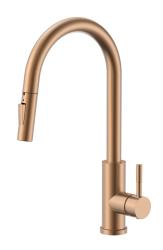 Pure.Sink Elite Steel Stream-S robinet de bucătărie PVD cupru cu gură de scurgere extensibilă PS8045-62