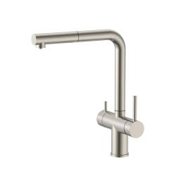 Pure.Sink Elite Steel Clear-S RVS Robinet de bucătărie cu 3 căi, cu ieșire extensibilă și apă filtrată PS8120-02
