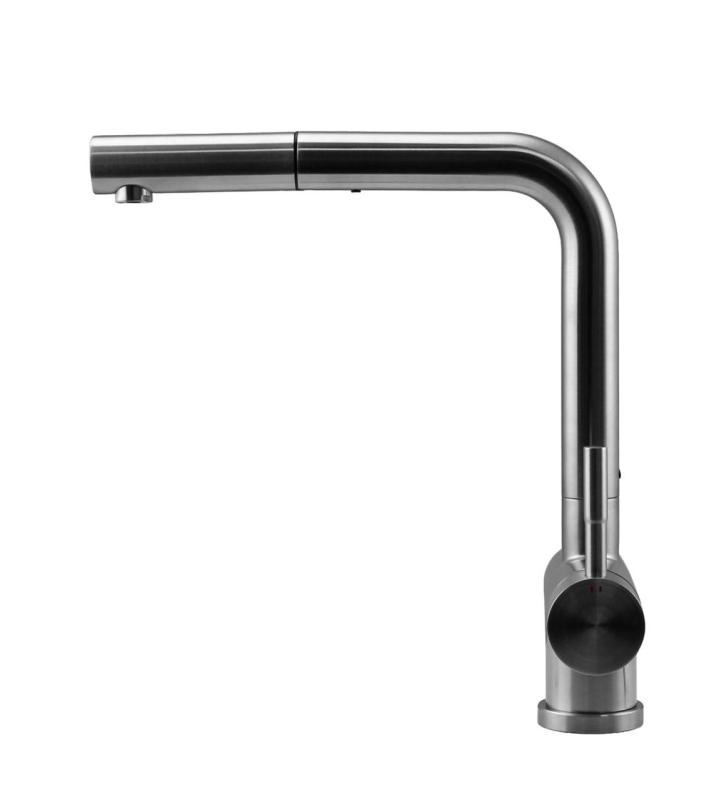 Pure.Sink Elite Steel Pulse-S baterie de bucătărie din oțel inoxidabil cu gură de scurgere extensibilă și mod de pulverizare PS8500-02