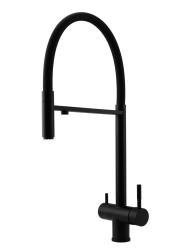 Pure.Sink Elite Steel Flex Robinet de bucătărie negru mat cu 3 căi, cu ieșire flexibilă și apă filtrată PS8110-10
