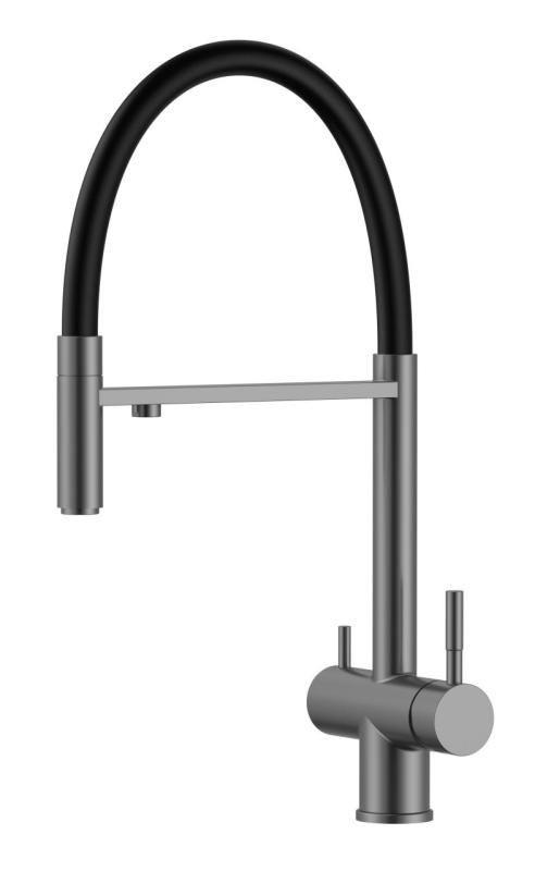 Pure.Sink Elite Steel Flex Robinet de bucătărie cu 3 căi PVD metalic cu ieșire flexibilă și apă filtrată PS8110-61