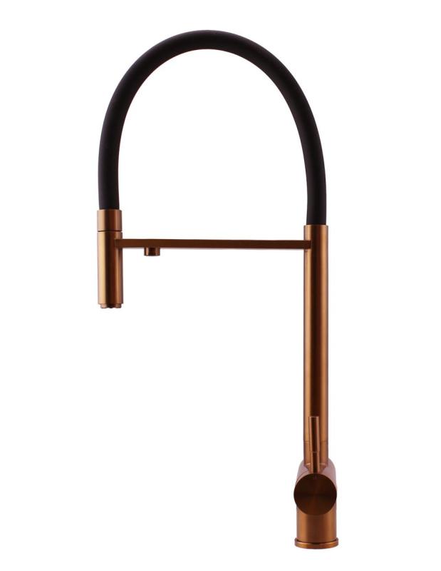 Pure.Sink Elite Steel Flex Robinet de bucătărie cu 3 căi PVD cupru, cu ieșire flexibilă și apă filtrată PS8110-62