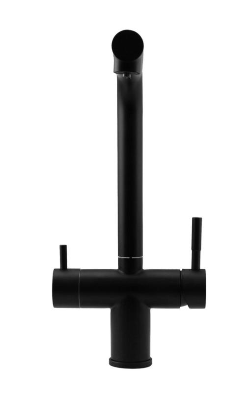 Pure.Sink Elite Steel Clear-S Mat negru Robinet de bucătărie cu 3 căi cu ieșire extensibilă și apă filtrată PS8120-10