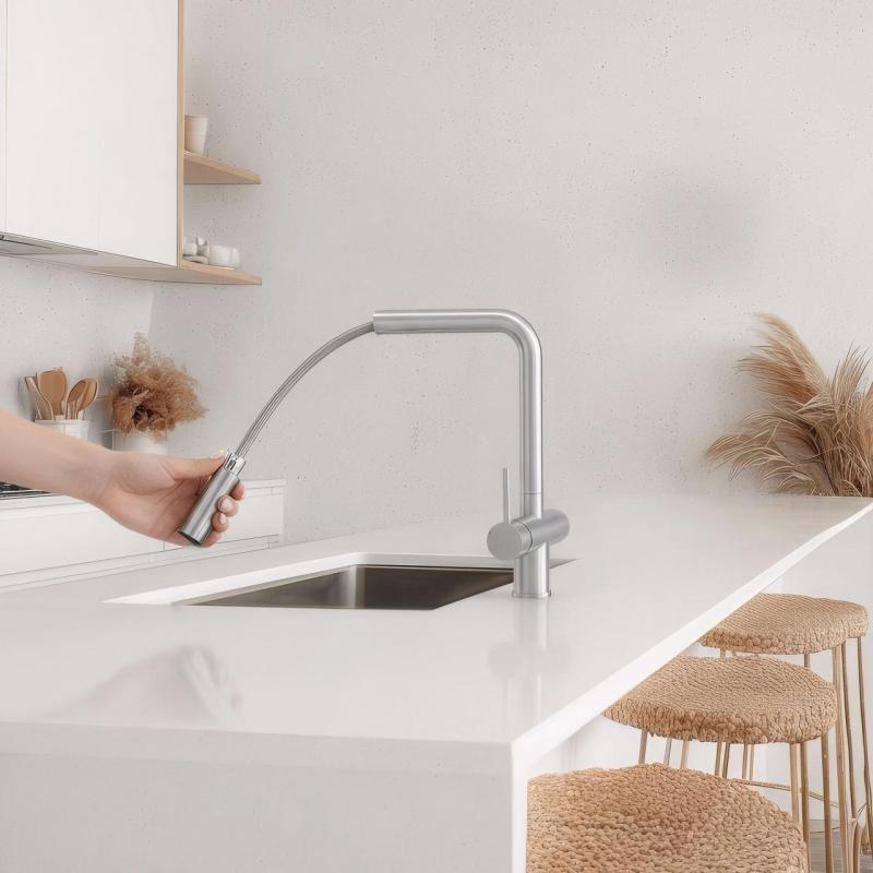 Pure.Sink Elite Steel Clear-S PVD periat aur 3-căi Robinet de bucătărie cu ieșire extensibilă și apă filtrată PS8120-60