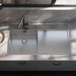 Pure.Sink Exclusivo Chiuvetă din oțel inoxidabil cu zonă de scurgere 100x52 cm Robinet cu manetă stânga PEX47100LT-02
