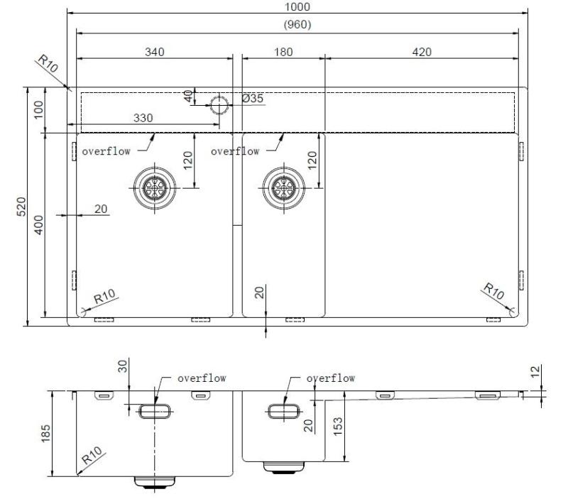 Pure.Sink Exclusivo Chiuvetă din oțel inoxidabil 1,5 cu zonă de scurgere 100x52 cm Robinet cu manetă stânga PEX3418100LT-02