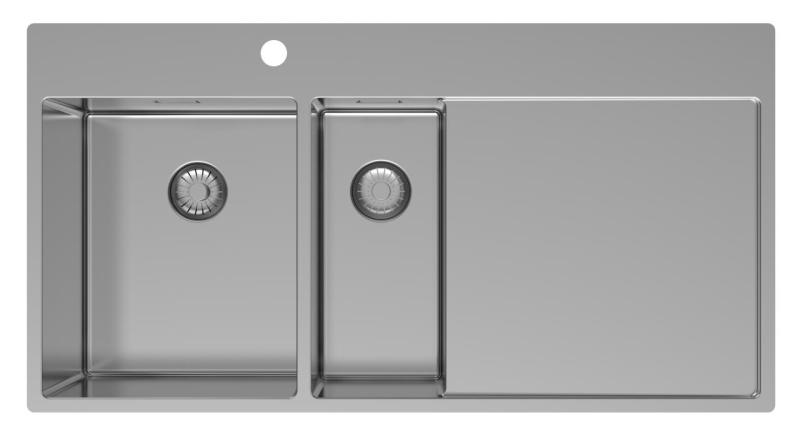 Pure.Sink Exclusivo Chiuvetă din oțel inoxidabil 1,5 cu zonă de scurgere 100x52 cm Robinet cu manetă stânga PEX3418100LT-02