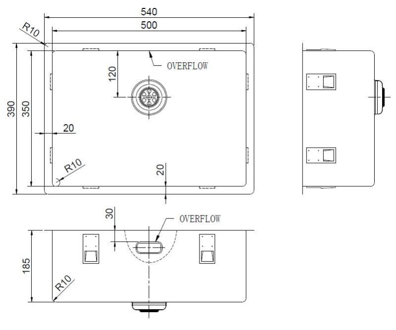 Pure.Sink Exclusivo Chiuvetă specială din oțel inoxidabil, lungime 35 cm, 50 x 35 cm, rază 10 mm PEX5035-02