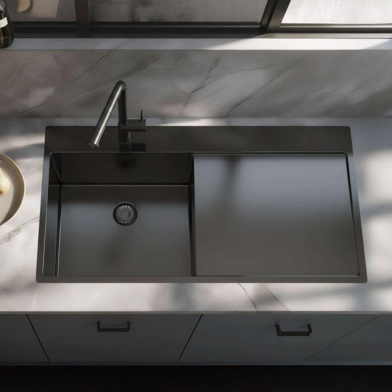 Pure.Sink Exclusivo Chiuvetă din metal cu scurgere 100x52 cm Robinet cu manetă stânga PEX47100LT-61