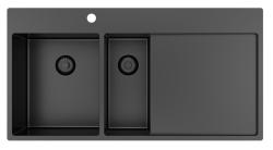 Pure.Sink Exclusivo Chiuvetă din metal de culoare gri metalizat, cu scurgere, 100 x 52 cm, robinet cu manetă stânga PEX3418100LT-61