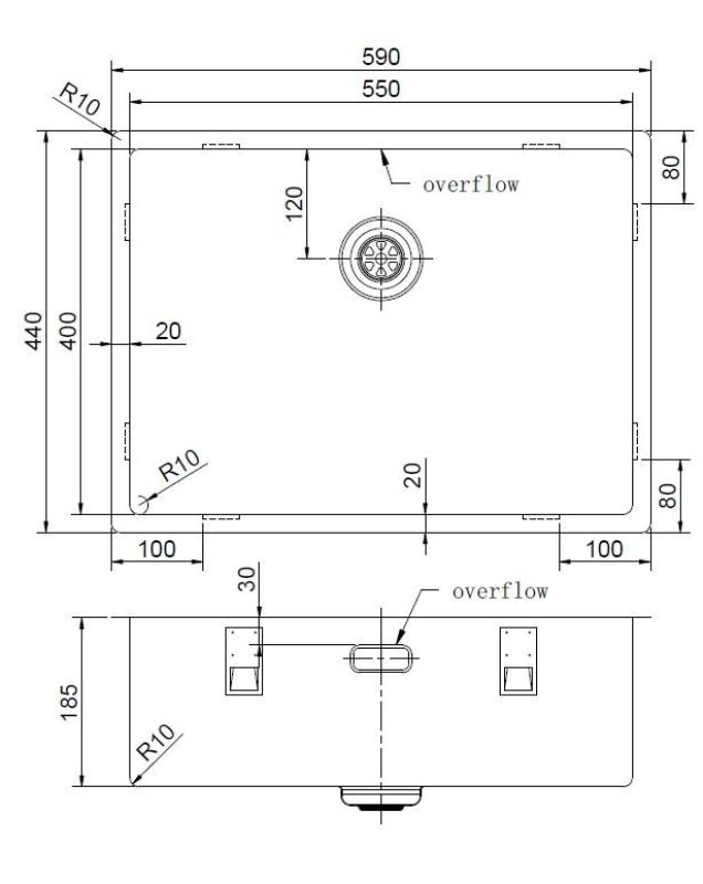 Pure.Sink Exclusivo Chiuvetă aurie 55x40 cm, rază de 10 mm, montare sub blat, montare la nivel și montare pe blat PEX5540-60