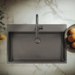 Pure.Sink Exclusivo Gun metal Chiuvetă mare 75x40cm Robinet cu orificiu pentru baterie PEX7540T-61