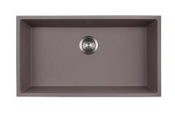 GraniteMy Universal Chiuvetă mare din granit de culoare taupe, 74x40 cm, pentru montare la suprafață, sub blat și încastrată, cu dop din oțel inoxidabil 1208972249