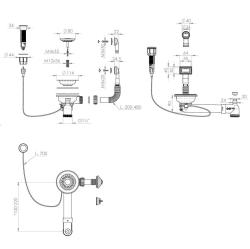 Pure.Sink Universal Set de scurgere din cupru, inclusiv buton de apăsare cu dop, plus preaplin dreptunghiular și rotund WSTAUT-62