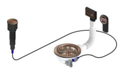 Pure.Sink Universal Set de scurgere din cupru, inclusiv buton de apăsare cu dop, plus preaplin dreptunghiular și rotund WSTAUT-62